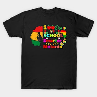 100Th Days Of School Smarter Melanin Juneteenth Afro Woman T-Shirt